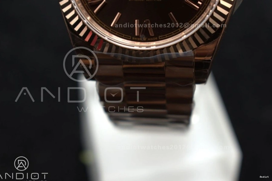 President Roman Weight Dial Bracelet RG Brown DayDate on Gain A2836 GSF 40 0414